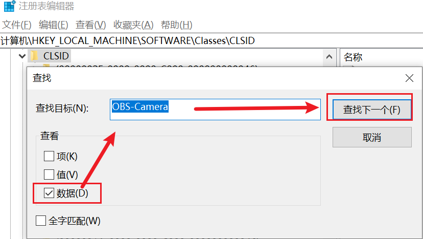 步骤二：搜索虚拟摄像头ID操作截图